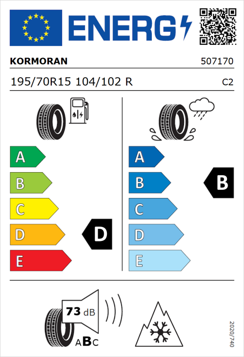 Tyre Label for Kormoran All Season Van 195/70R15 104/102R