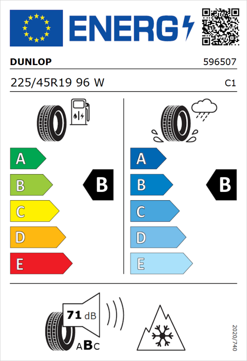 Tyre Label for Dunlop All Season 2 225/45R19 96W