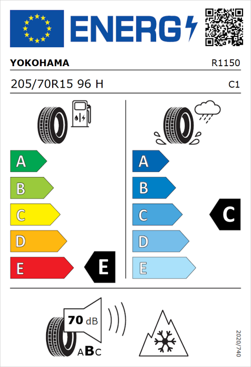 Tyre Label for Yokohama Geolandar-G015 205/70R15 96H